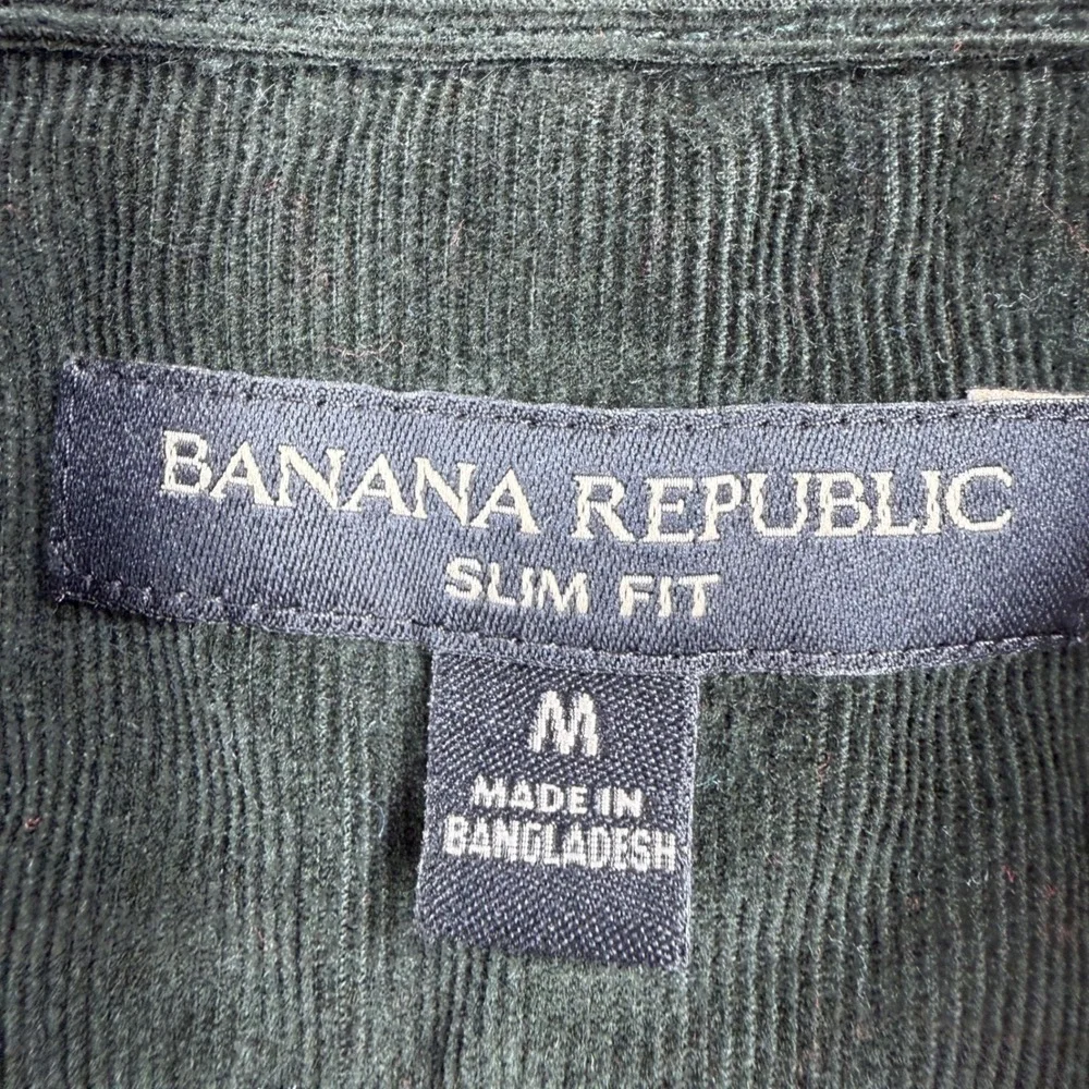 Banana Republic Slim Fit Corduroy Shirt Mens Medium Green Long Sleeve Button Up